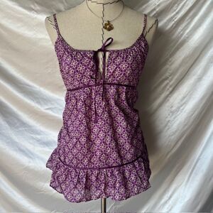 American Eagle Pink and purple babydoll top